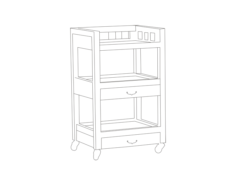 Dimension for Mridula Wooden Spa Trolley